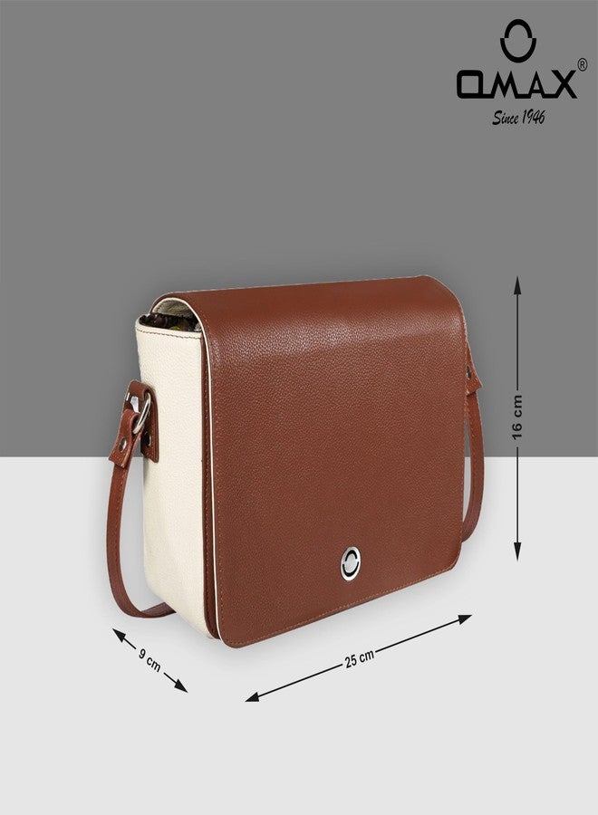 أوماكس حقيبة صغيرة أنيقة من الجلد الطبيعي للنساء من OMAX، متعددة الألوان، بلون بيج متباين، مزودة بإغلاق بمشبك - FL20 (تان) - Image 5